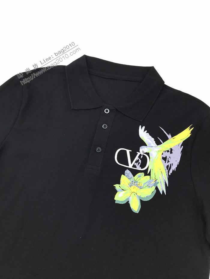 Valentino男裝 華倫天奴2020新款花卉飛鳥印花短袖polo衫  ydi3028